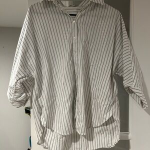 Madewell White and Black Striped Casual Shirt
